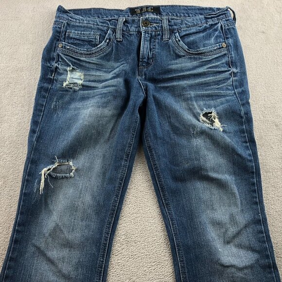 TJC Womens Jeans Size 8 Blue Denim Distressed Bootcut Leg Casual Retro Classic - Picture 9 of 16